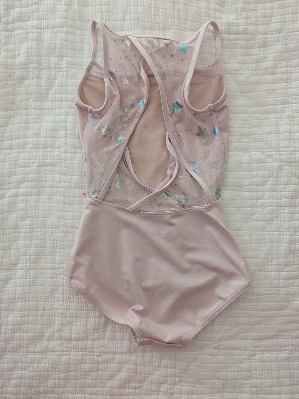Girls's Light Pink Star Mesh Leotard
